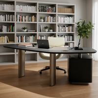 Bureaux d'étude minimalistes italiens en acier inoxydable, tables de bureau modernes en bois pour cadres avec tiroir