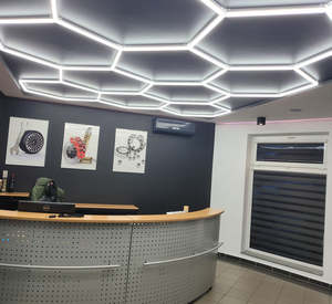 Luci esagono Garage a nido d'ape soffitto a LED dettagli Auto riparazione carrozzeria officina illuminazione tubo con telaio AC 110-220V - Product Image 4