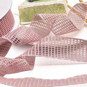 100% a griglia cava in poliestere a controllo Deco nastro a righe con motivo a strisce a faccia singola fori quadrati netti - Product Image 4