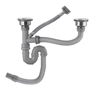 Tuyau de vidange pour évier double en acier inoxydable, type à levage sous plan, facile à nettoyer, accessoires pour évier de cuisine à cuve unique - Product Image 1