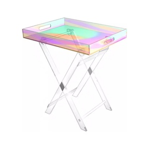 Bandeja <span class=keywords><strong>de</strong></span> TV, mesa <span class=keywords><strong>de</strong></span> servicio <span class=keywords><strong>de</strong></span> cocina plegable <span class=keywords><strong>de</strong></span> acrílico, mesas para comer aperitivos, mesa auxiliar para sala <span class=keywords><strong>de</strong></span> estar, muebles plegables - Product Image 5