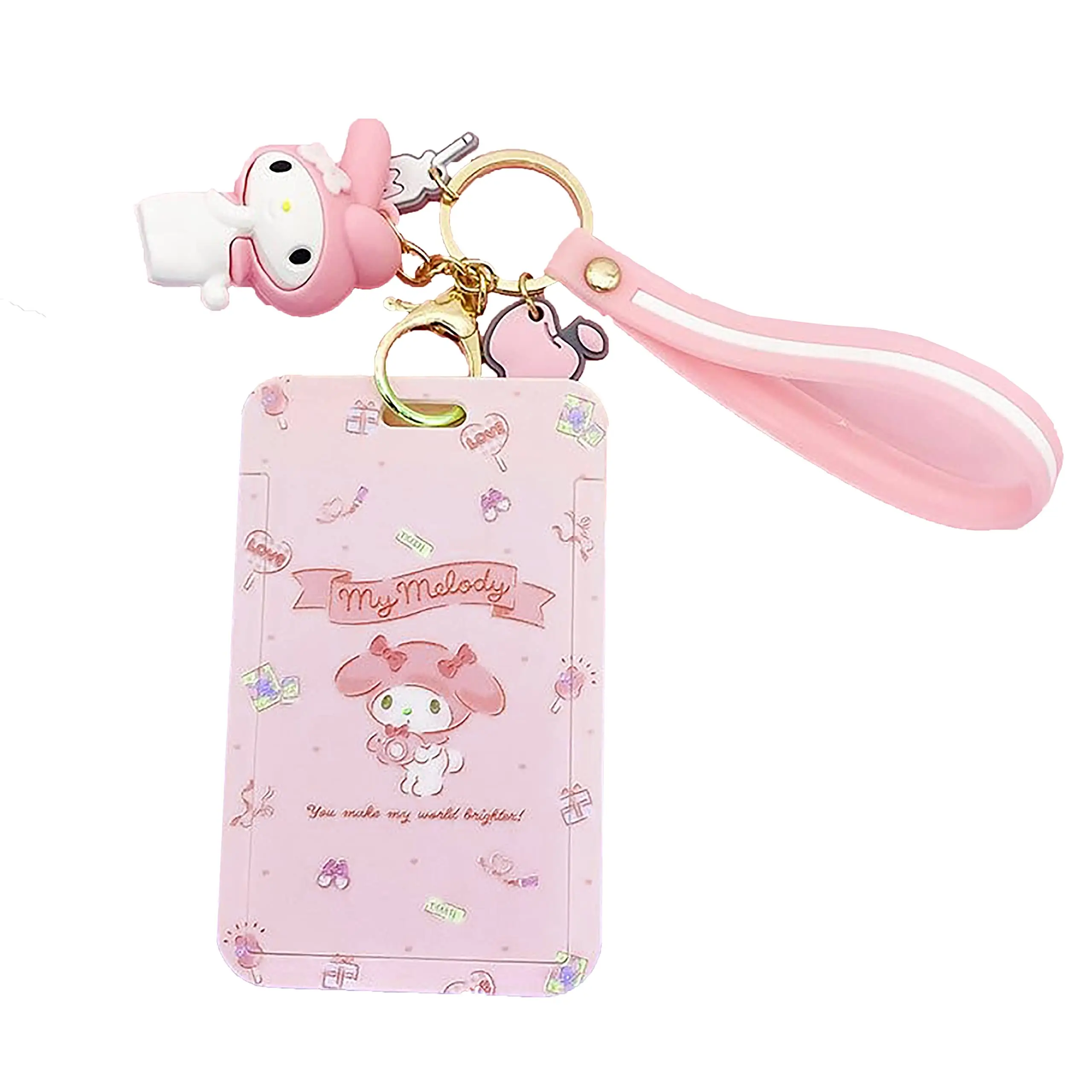 Lilangda-Llavero Kawaii de My Melody, porta tarjetas de identificación, llavero de Anime, Kuromi Cinnamoroll, Purin Pompón, venta al por mayor