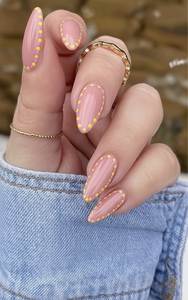 <span class=keywords><strong>Uñas</strong></span> Postizas con Puntos Amarillos Crema, Base Suave con Puntos <span class=keywords><strong>Pastel</strong></span>, Manicura Primavera 2026 - Product Image 3