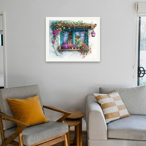 Kit de pintura de ventana floreciente por números para adultos-Ventana de flores DIY 16x20 pulgadas, regalos de arte sin marco - Product Image 4