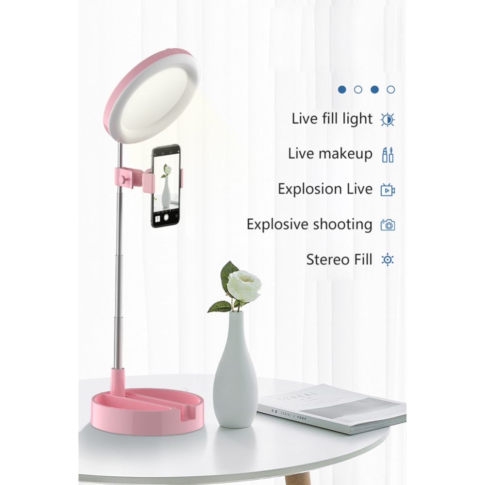 Складной светодиодный кольцевой светильник для селфи, лампа с 64 светодиодами для видеосъемки на телефоне