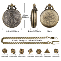 Épée de dragon mystérieuse, boîte à montre de poche en métal, boîte à dés avec 7 dés polyédriques miniatures pour les amateurs de jeux de rôle