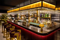 Konter Bar Retro Modern yang dapat disesuaikan untuk dapur rumah Gym menampilkan batu kayu untuk restoran Hotel meja depan ruang kartu catur