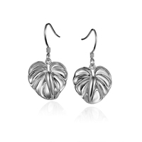 Boucles d'oreilles crochet Anthurium en argent sterling Boucles d'oreilles Monstera Bijoux pour femmes en argent sterling 925