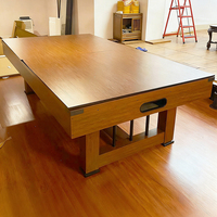 Mesa de Billar de Pizarra de 7 pies con Logotipo Personalizado S.Q.F, con Marco de Madera y Fieltro Azul, para Billar de 9 Bolas y Entretenimiento en el Hogar