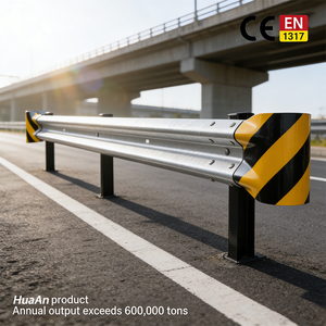 <span class=keywords><strong>Accessoires</strong></span> de poteaux de garde-corps en acier Q235 galvanisé à chaud, certifiés CE, homologués EN1317, pour garde-corps routier en profil W, revêtement zinc - Product Image 1
