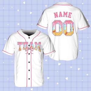 Camiseta de fútbol personalizada con goteo de lazo Coquette Camiseta de béisbol personalizada con goteo de helado Regalo de amante - Product Image 3