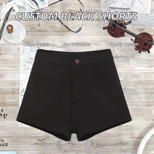 Serie Personalizzabile di <span class=keywords><strong>Shorts</strong></span> in Denim Skinny con Zip, Moda Hip Hop, Classici <span class=keywords><strong>Neri</strong></span> Comodi per Donne, Casual Estivi per Ragazze - Product Image 1