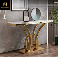 Meuble d'entrée moderne de luxe léger, entrée créative simple, armoire d'entrée, table d'entrée en acier inoxydable et marbre