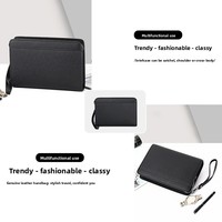 Sac à main en cuir pour homme, pochette de grande capacité en cuir de vachette première couche, sac de transport professionnel portable, finition premium en polyester