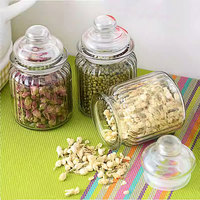 Petit pot à thé et à sucre en verre transparent avec couvercle pour récipient de stockage scellant pour aliments de cuisine