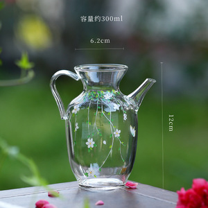 High Borosilicate Glass Teapot 300ml Flower Pattern Heat Resistant For Kung Fu <b>Tea</b> <b>Set</b> - Product Image 1