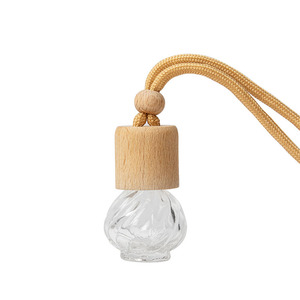 6ML Flat Round Fancy Empty Hanging <b>Glass</b> Car Diffuser Bottle with Screw Cap - Product Image 3