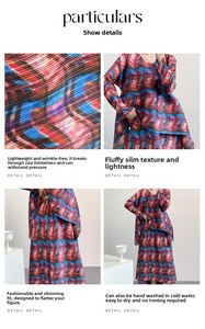 Ensemble 2 pièces plissé Miyake : Haut rayé décontracté et élégant à manches longues et col rond, et <span class=keywords><strong>jupe</strong></span> plissée trapèze longueur cheville - Product Image 5