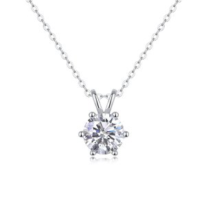 1/2 Karaat Moissanite Hanger Ketting 925 Sterling Zilver Met Zes Prong Setting Klassieke Sieraden Dames Cadeau - Product Image 1