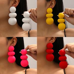 Pendientes Redondos con Diseño de Pintura Colorida de Verano para Mujer, Joyería de Piedra Natural de Varias Capas a la Moda - Product Image 4