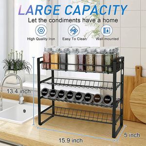 Étagère à épices à 4 niveaux, organiseur de cuisine sur pied, support à épices sous étagère, organisateur d'épices en métal pour la cuisine - Product Image 2