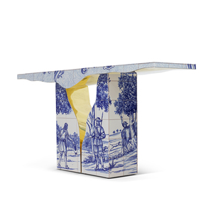 Portugal Design Hand-Painted Tiles Modern Design T Shape Luxury Living Room <b>Console</b> <b>Table</b> BOCAS-CON-02-LAPIAZ Portugal Design Ha - Product Image 3