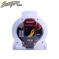 Câbles audio RCA plaqués or Senger Car Audio femelle-femelle HTS-168 avec gaine en PVC, blindage feuille/tresse et fusible de sécurité