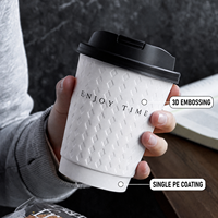 Gobelet en papier jetable à double paroi blanc avec logo personnalisé, 8oz, 10oz, 12oz, 16oz, avec couvercles, pour café chaud et thé