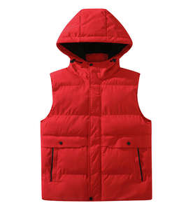 سترة منفوخة بغطاء رأس للجنسين، مسامية، مقاومة للرياح والماء، دافئة، بلون سادة، بسحاب، للتنقلات الشتوية والمشي في الهواء الطلق والاستخدام اليومي - Product Image 1