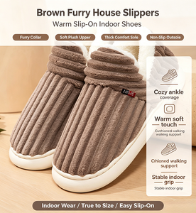<strong>Ladies</strong> Warm Fuzzy Lined Closed Back House <strong>Slippers</strong> Thick Sole Non Slip Ankle <strong>Bootie</strong> Indoor Outdoor Winter Home Shoes Wholesale - Product Image 1