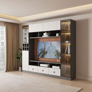 Wooden Modern Luxury <b>LED</b> <b>TV</b> <b>Cabinet</b> Wall-Mounted Floating Stand <b>for</b> Living Room and Hotel Use Portable Fits 65 In+ <b>TVs</b> - Product Image 1