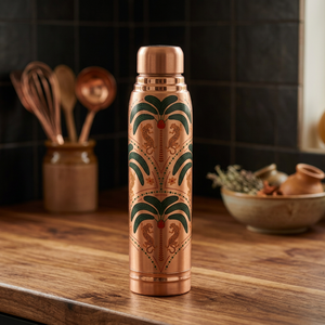 Thermos en cuivre, design palmier bohème, bouteille d'eau portable de voyage - Product Image 6