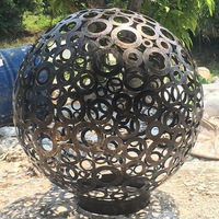 Escultura Esférica de Acero Inoxidable, Diseño Redondo Hueco, Decoración de Jardín al Aire Libre, Elemento Decorativo para Paisajes