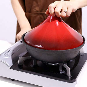 Seramik Kapaklı Emaye Kaplı Dökme Demir Tencere, Fas Tadını Veren Tagine - Product Image 2