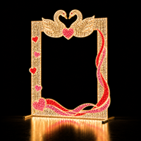 Cadre photo Cygne en métal avec guirlande lumineuse LED, certifié CE, étanche IP65, pour jardin, promenade, décoration de mariage, motif Saint-Valentin