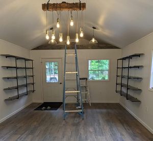 Mensola in ferro con montaggio a parete industriale con ripiano in ferro retrò nero fai da te per aprire la libreria della cucina - Product Image 4