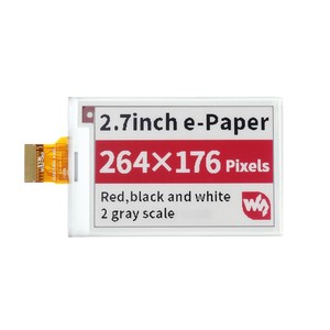 จอแสดงผล E-Ink ขนาด 2.7 นิ้ว (B) ความละเอียด 264x176 สีแดง / ดำ / ขาว, แบบ SPI, ไม่มี PCB - Product Image 1