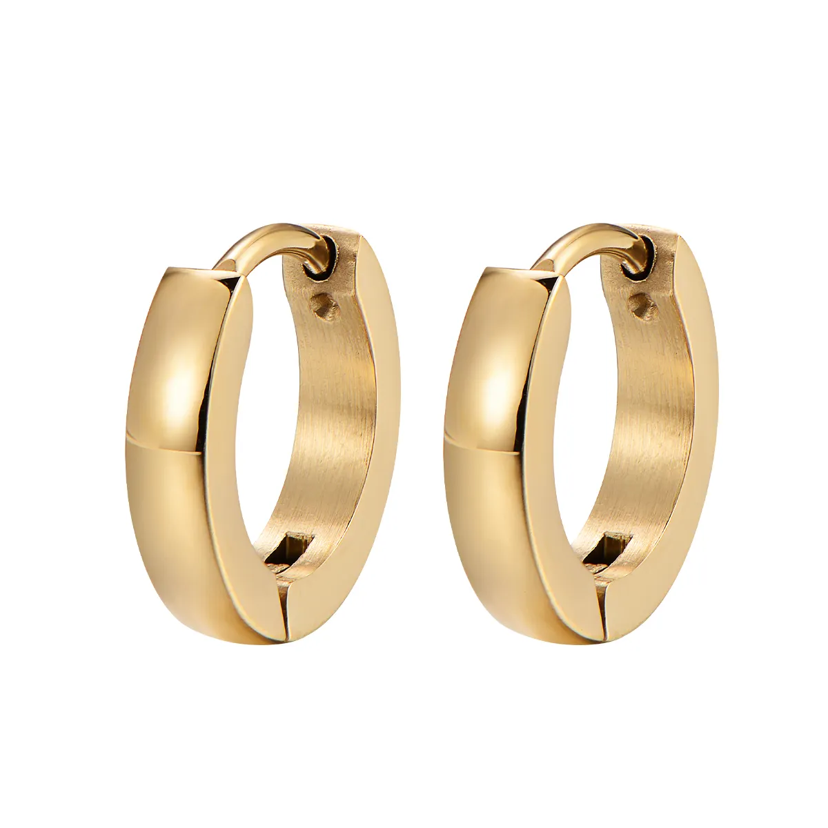 Hot Sale Essential 14k Gold Clicker Women Waterproof Huggie Hoops Earring Minimalist Stainless Steel Earrings