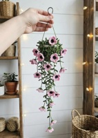 Plante suspendue en crochet faite à la main, style glycine, décoration bohème, fleur en fil fait main, ornement mural ou de fenêtre