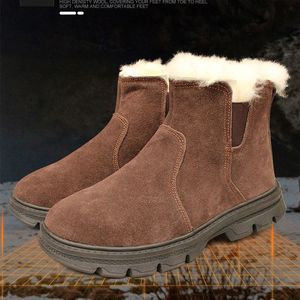 รองเท้าบูทหิมะบุขนหนานุ่มกันลื่นสำหรับฤดูหนาวกลางแจ้ง  แบบ unisex สำหรับผู้ใหญ่ สีกาแฟ สีกากี ลายเรียบ - Product Image 3