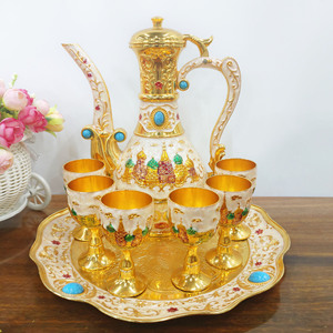 Nouvel ensemble de <span class=keywords><strong>vin</strong></span> moderne et minimaliste en alliage de zinc, style créatif Château Rose, avec huit pièces et coupe à spiritueux blanche - Product Image 3