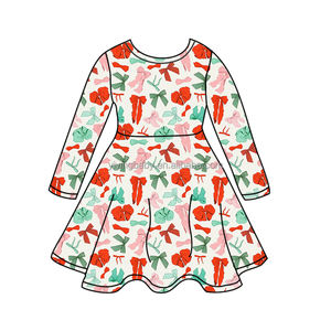 متجر مخصص للأطفال والفتيات فستان طويل الأكمام بدوران ملابس نوم للأطفال بيجامات للأطفال طقم بيجامات من الخيزران - Product Image 2