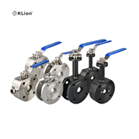 Vanne à boisseau sphérique manuelle ultra-mince KLION en acier inoxydable 304 DN25 de type Wafer pour acides, OEM