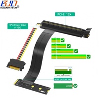 Kabel Ekstensi Riser GPU Kartu Grafis 2280 M.2 NGFF Key-M Interface ke Slot PCI-E 16X 90 Derajat 19CM Arah Kiri