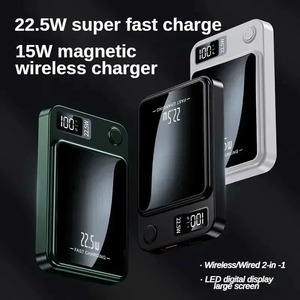 <span class=keywords><strong>Batterie</strong></span> <span class=keywords><strong>externe</strong></span> ultra-fine 5000 mAh 15 W compatible magnétique à charge rapide 22,5 W avec affichage LED et charge rapide – Chargeur portable - Product Image 2