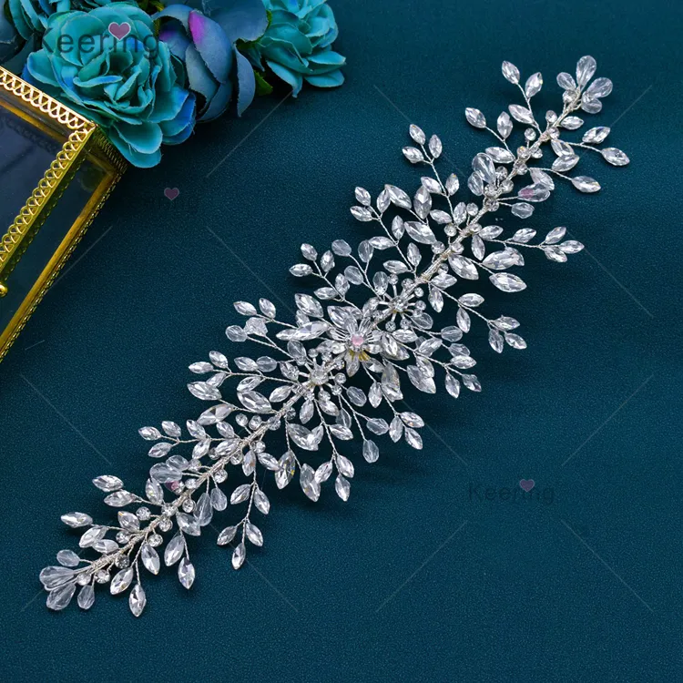 WHD-071 Wholesale New Handmade DIY 3D Modeling Rhinestone Alloy Leaves Bridal Design For Wedding Party