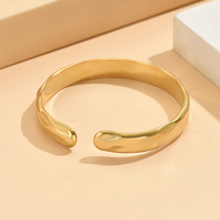Bracelet manchette ouvert en acier inoxydable plaqué or, martelé et ondulé, texturé irrégulier, ajustable, pour femme, cadeau