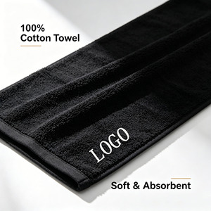 Serviettes en coton noir épaissies en gros, logo brodé personnalisé, résistantes à l'eau de Javel, séchage rapide pour coiffeurs, spas, barbiers, gymnases - Product Image 1