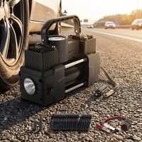 Gonfleur de pneus portable et mini compresseur d'air pour voiture avec lumière LED et moniteur de pression des pneus 150 psi