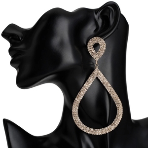 Boucles d'oreilles de luxe en forme de goutte d'eau pour femmes, en strass, grandes boucles d'oreilles en cristal, bijoux fantaisie - Product Image 3